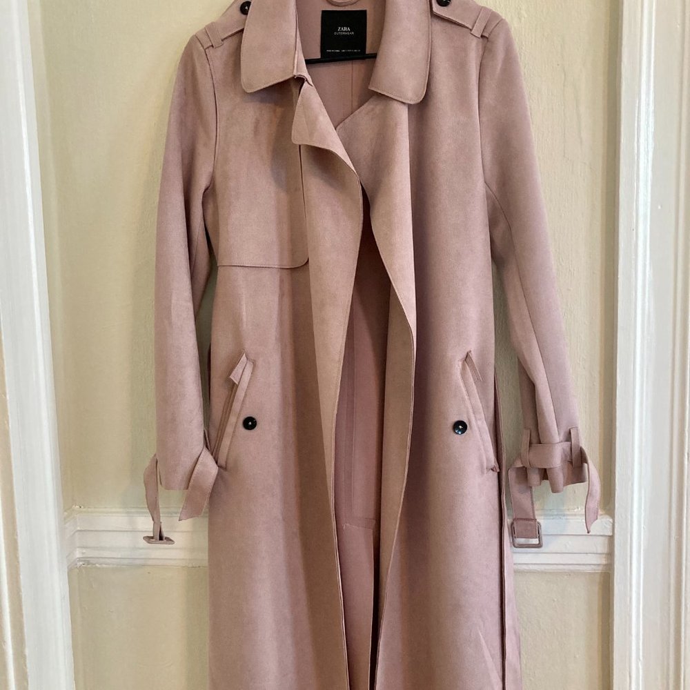 Zara purple faux suede trench coat